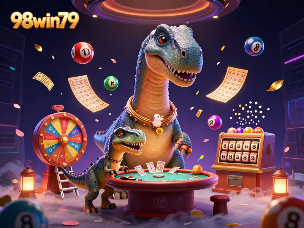 Experience thrilling gaming with 98win79 in a vibrant casino scene showcasing lucky elements