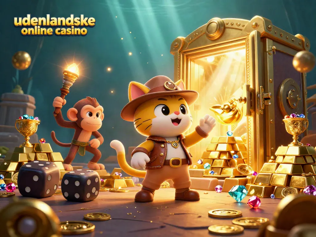 Experience the thrill of udenlandske online casino with a vibrant 3D adventure illustration.