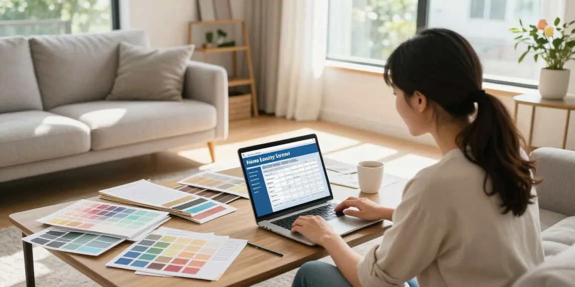 Par som överväger att belåna hus i sitt renoveringsprojekt med dator och material omkring.