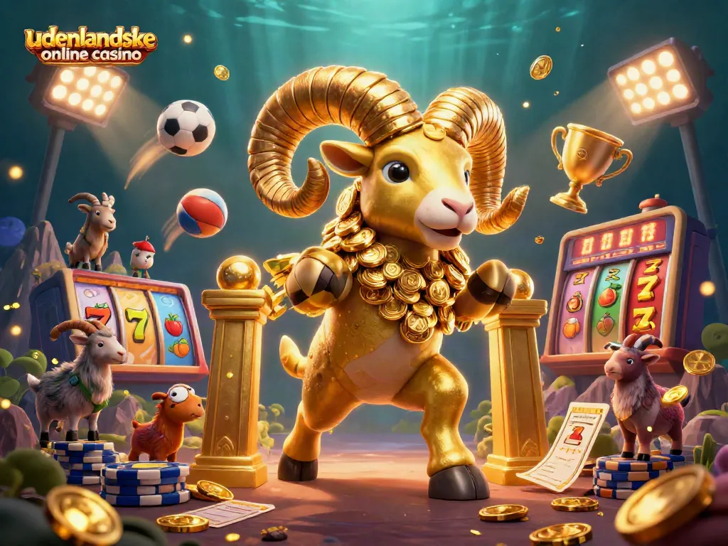 Engage with udenlandske online casino through vibrant gameplay featuring golden characters and slot elements.