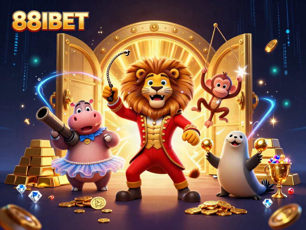 Experience the thrill of 88IBET with this vibrant circus-themed casino illustration!