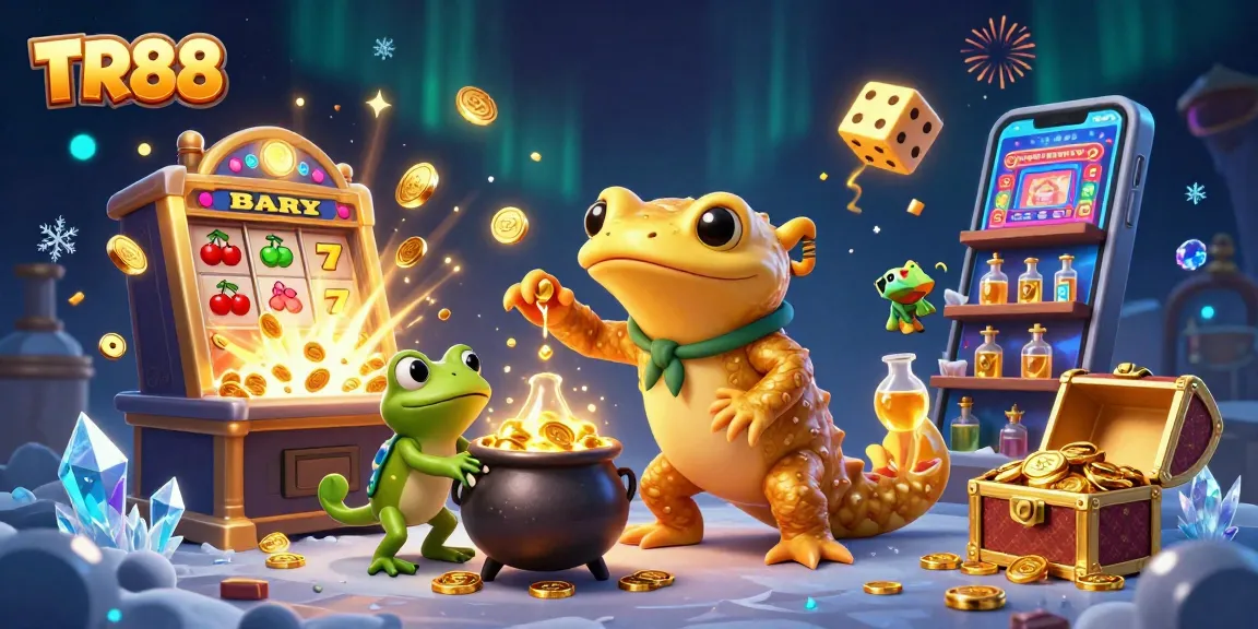 Engage with the thrilling world of TR88, showcasing a vibrant casino scene filled with joyful gold-making magic and winning moments.