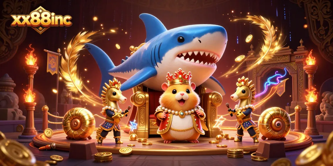 Engage with exciting gaming at xx88inc, featuring a majestic hamster king and thrilling casino elements.