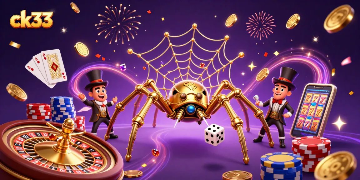 Experience ck33 with a golden steampunk spider and stunning casino games in vivid 3D.