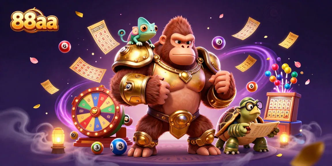 88aa showcases an exhilarating gaming scene with vibrant casino elements and dynamic lottery action.
