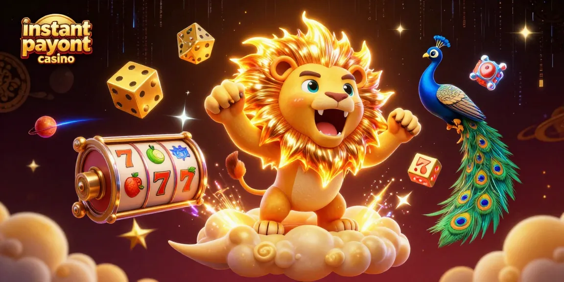 Experience the thrill of instant payout casino games with the roaring sun lion and dynamic casino elements.