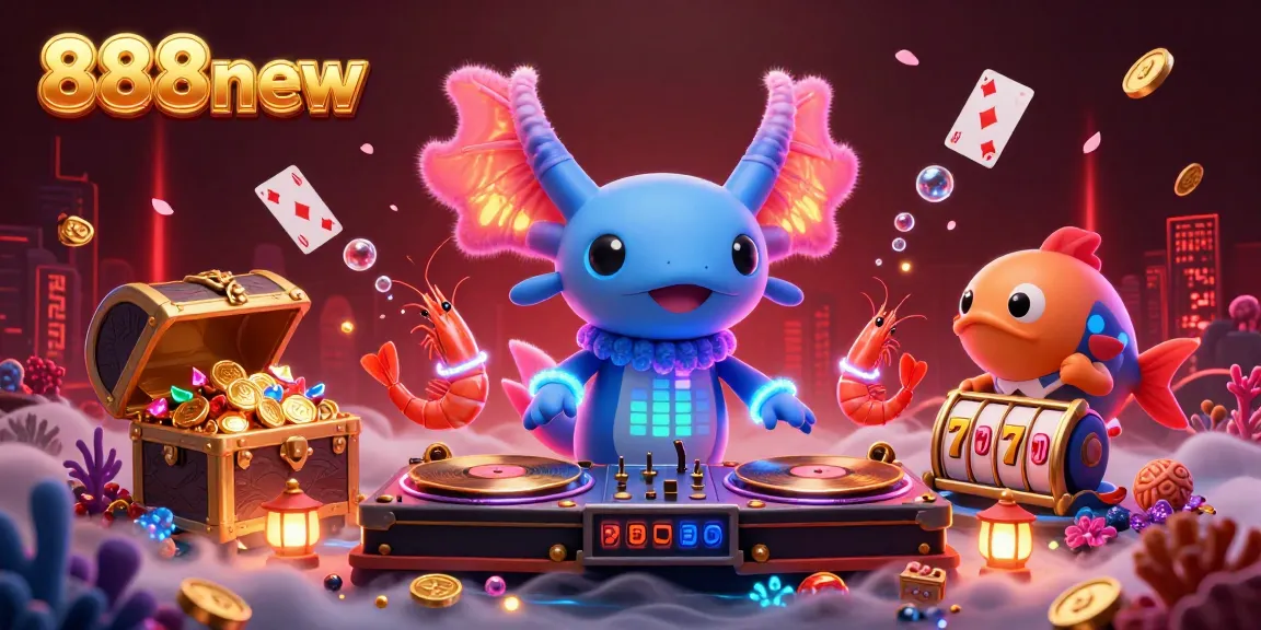Engage in vibrant 888new casino action with an axolotl DJ, dancing shrimp, and jackpot treasures.