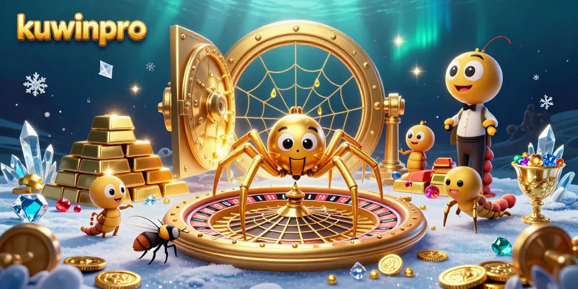 Experience the thrill of kuwinpro with a dynamic casino scene showcasing a golden spider and croupier.