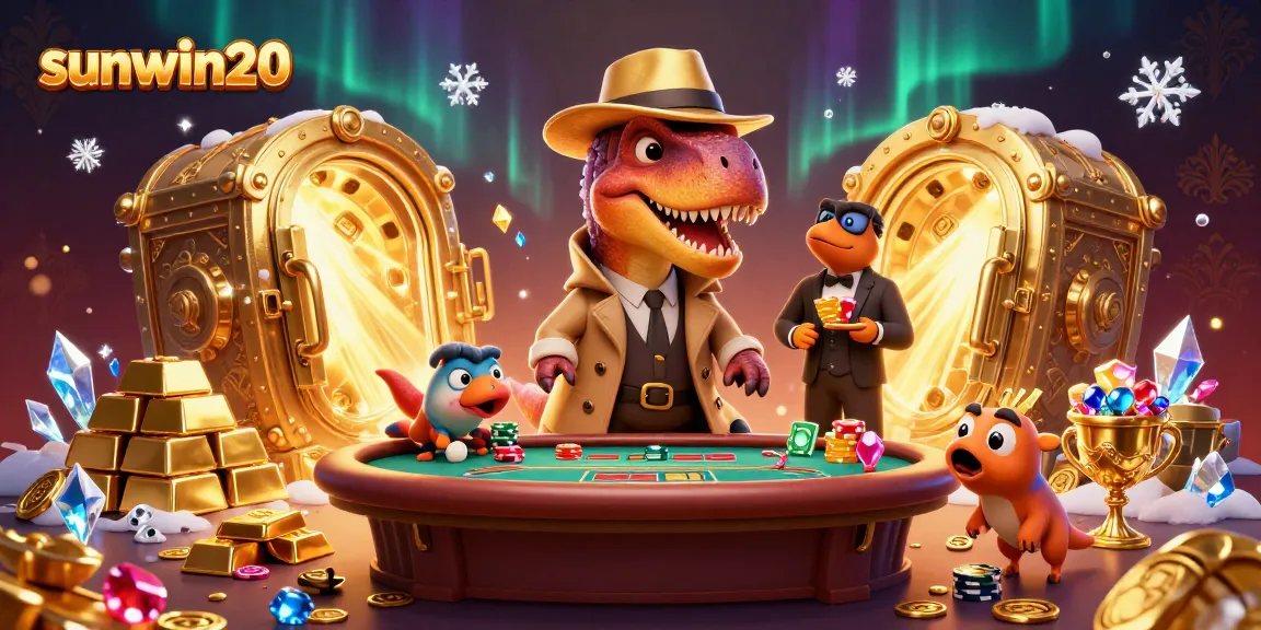 Engage in thrilling gameplay with sunwin20 as a velociraptor card counter amidst casino treasures.