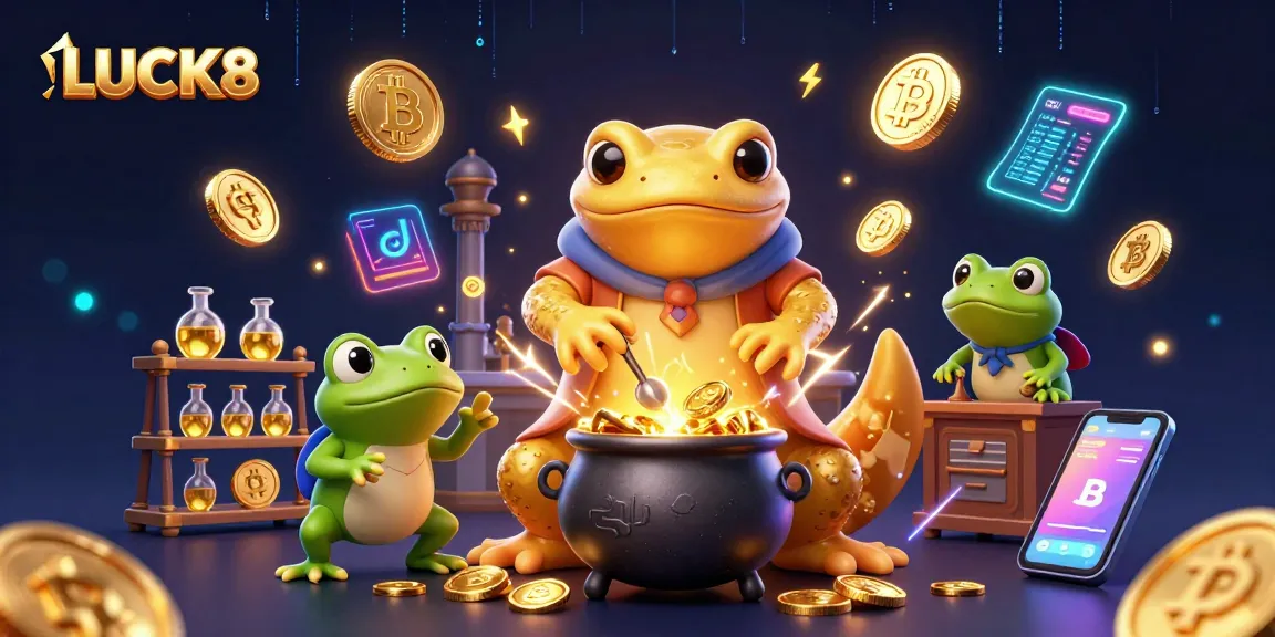 LUCK8 captivates players in this vibrant casino scene featuring gold coins and mystical elements.